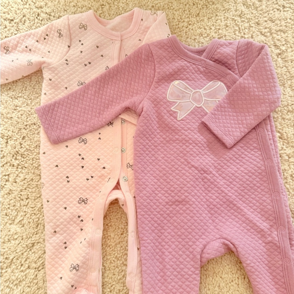 2 Pack Baby Quilted Footies